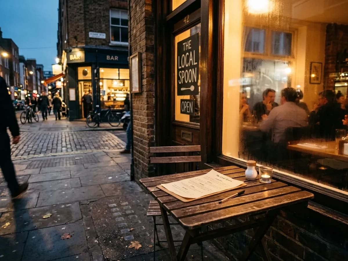 A folded paper menu and a pen resting on a small table beside a window